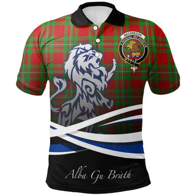 Rob Roy Macgregor Tartan Polo Shirt - Lion Rampant And Celtic Thistle Style