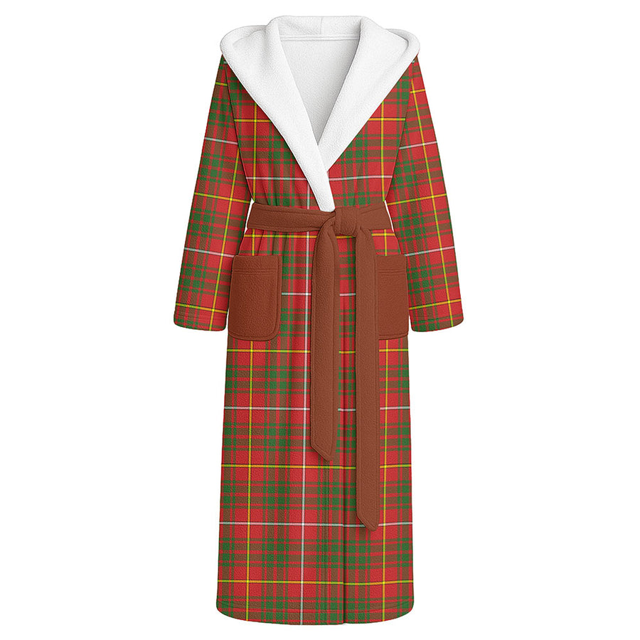 Scottish Bruce Modern Clan Badge Tartan Flannel Hooded Bathrobe