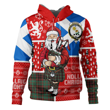 Scottish Buchan Ancient Clan Badge Tartan Hoodie Jolly Highland Piper Santa Christmas
