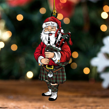 Scottish Buchan Ancient Tartan Ornament Jolly Highland Santa Bagpiper Christmas