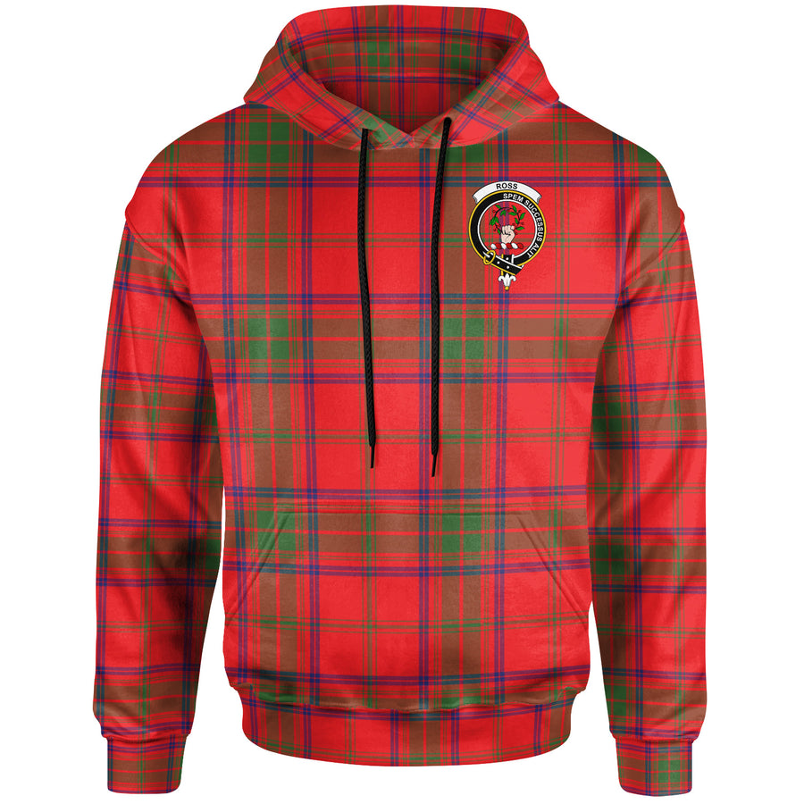 Scottish Ross Clan Badge Tartan Hoodie Front Side Tartan Plaid