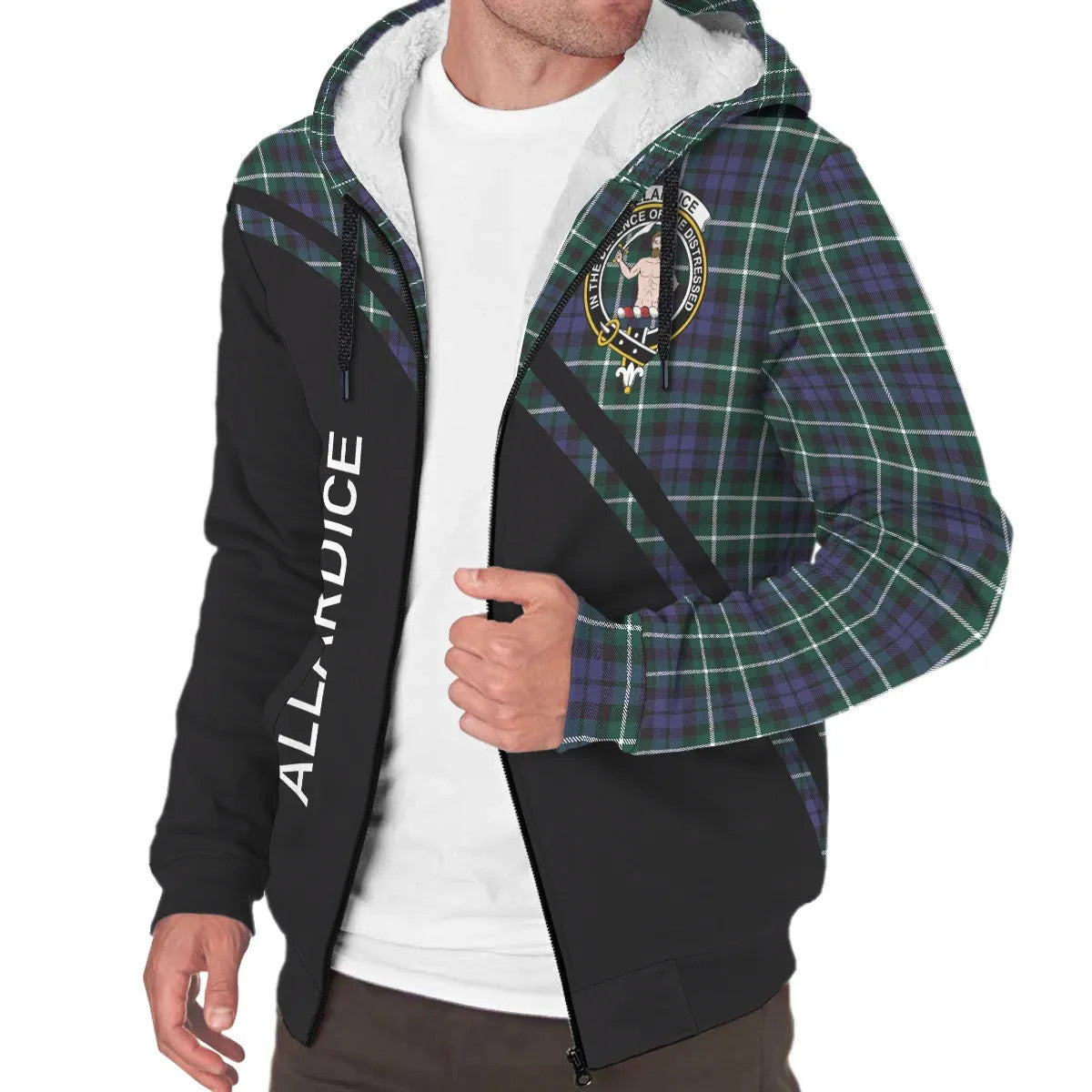 Hamilton Modern Tartan Crest Sherpa Hoodie - Circle Style