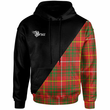 Scottish Bruce Clan Badge Tartan Hoodie - Military Logo Front Side Tartan Plaid