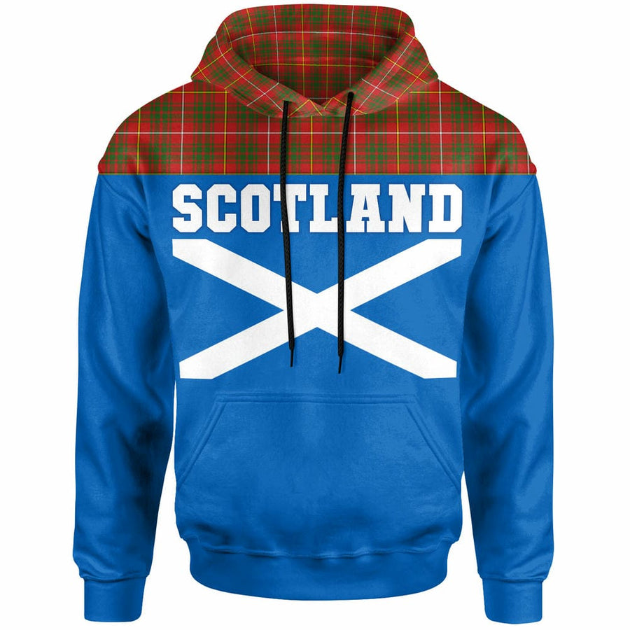 Scottish Bruce Modern Tartan Hoodie - Lion Rampant of Scotland With Flag Front Side Tartan Plaid
