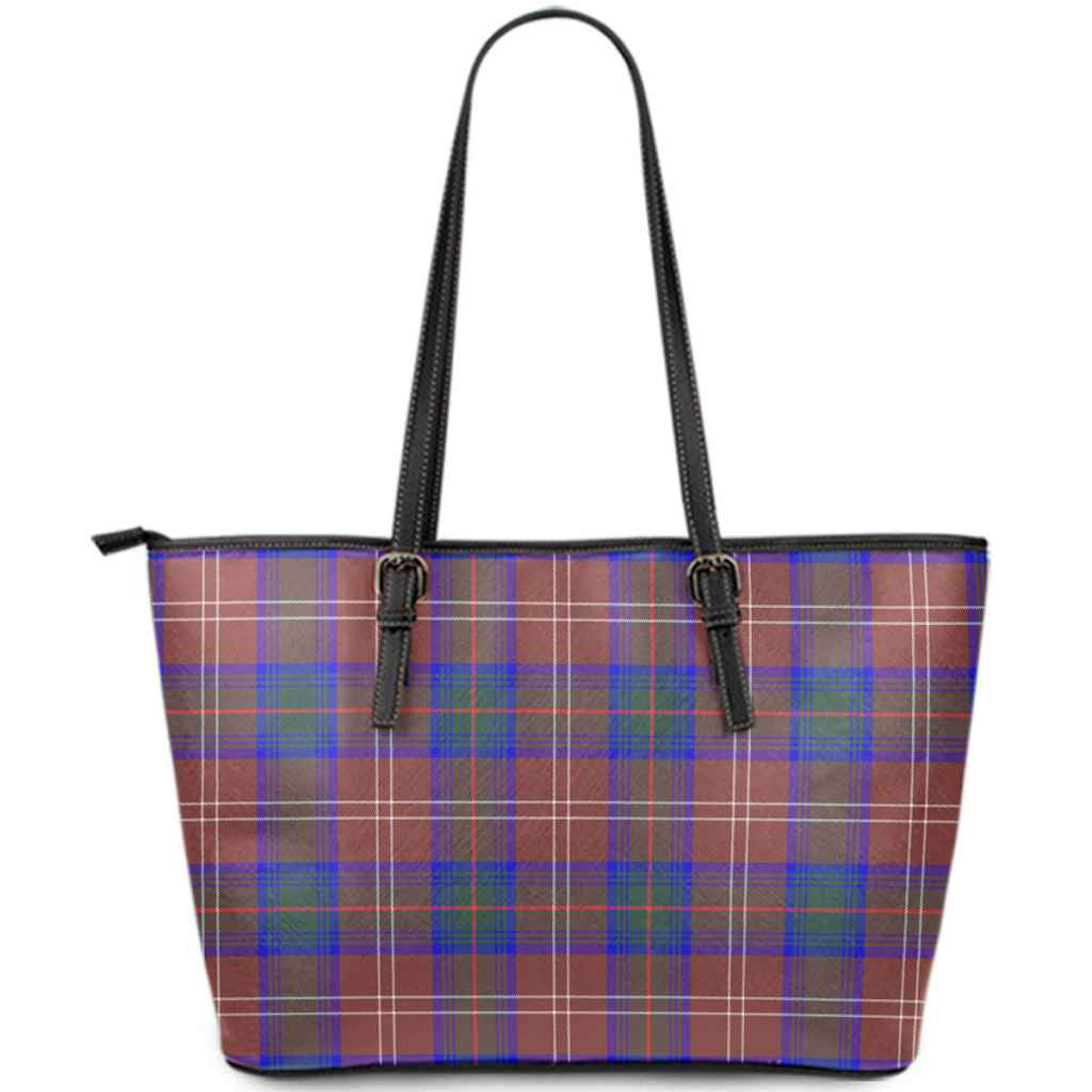 Nicolson Hunting Weathered Tartan Crest Leather Tote Bag