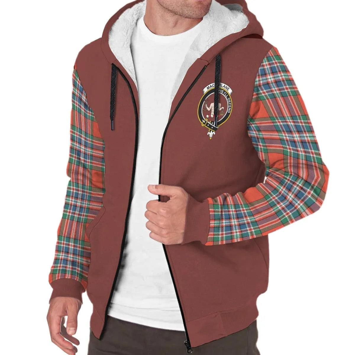 Gunn Weathered Tartan Crest Sherpa Hoodie