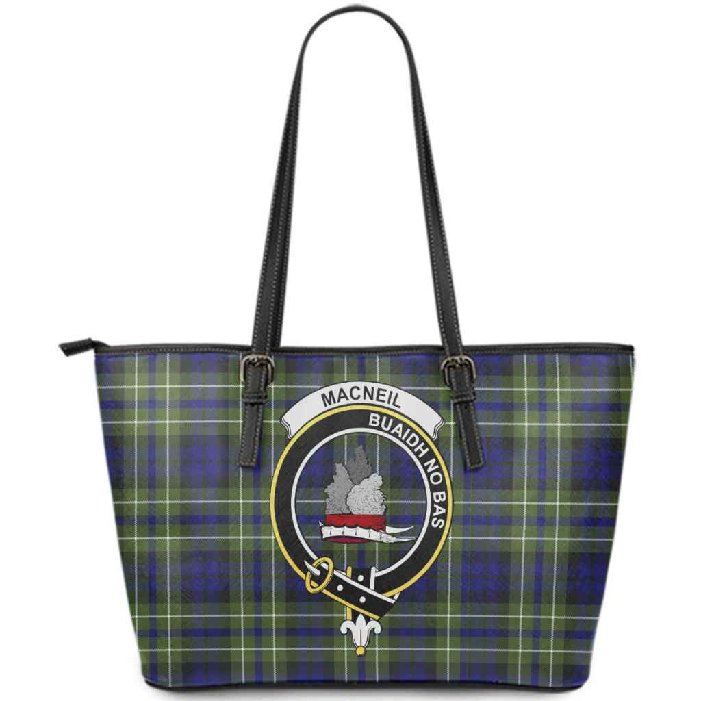 McLaine of Loch Buie Tartan Crest Leather Tote Bag