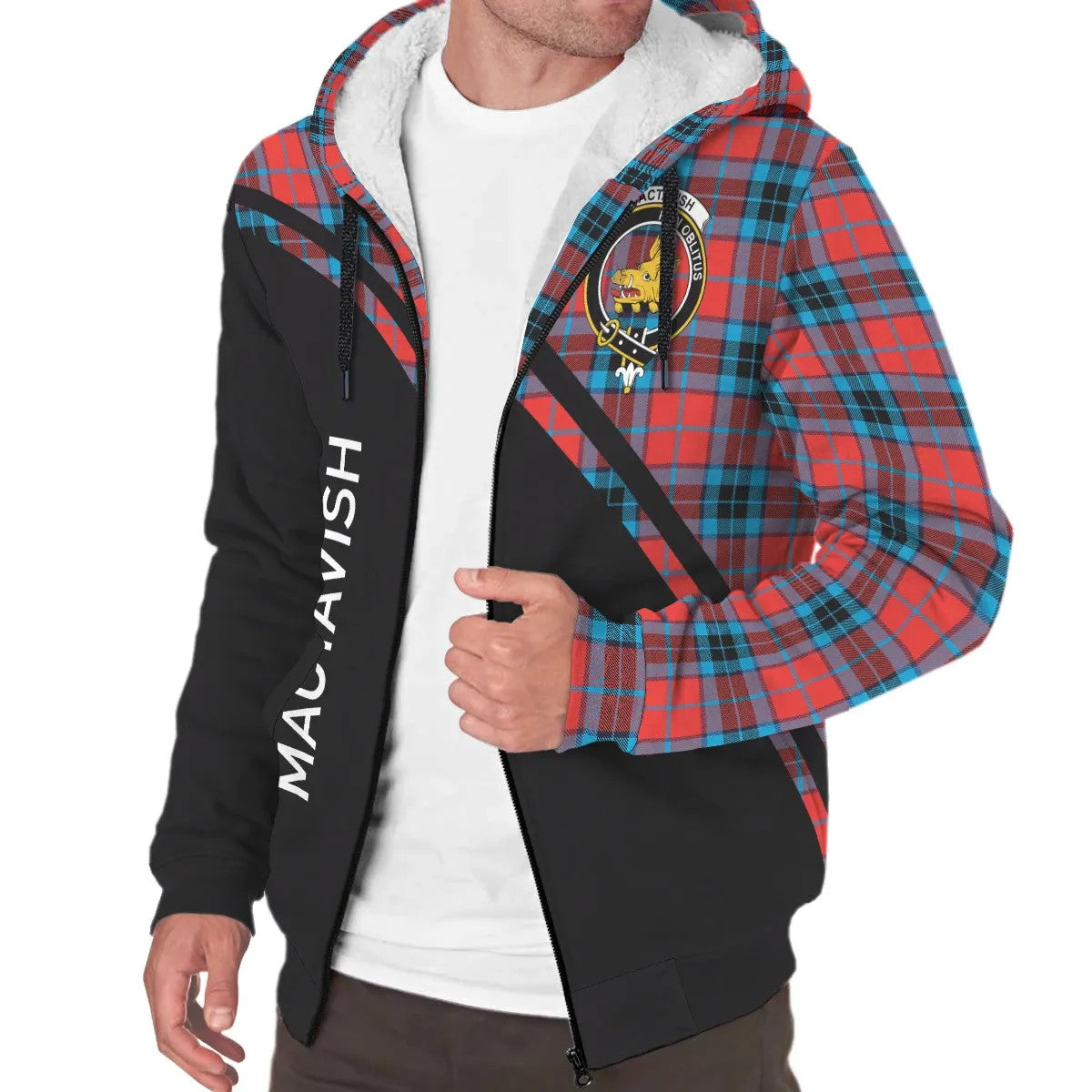 MacTavish Hunting Tartan Hoodie - Lion Rampant And Celtic Thistle Style