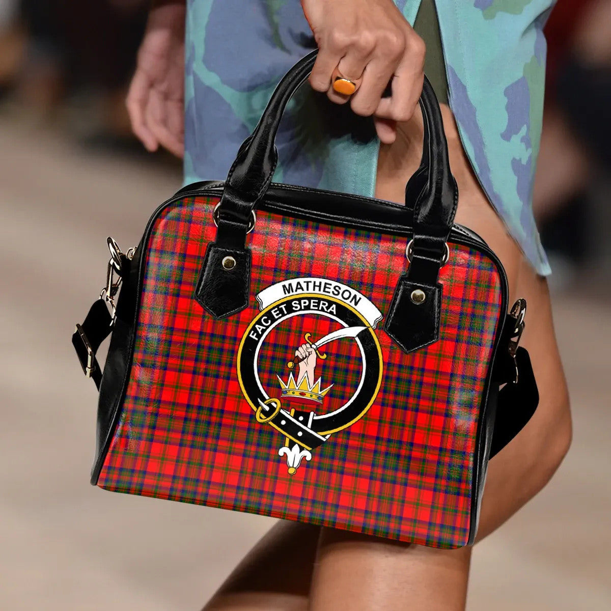 MacKinnon Ancient Tartan Clan Badge Boho Handbag