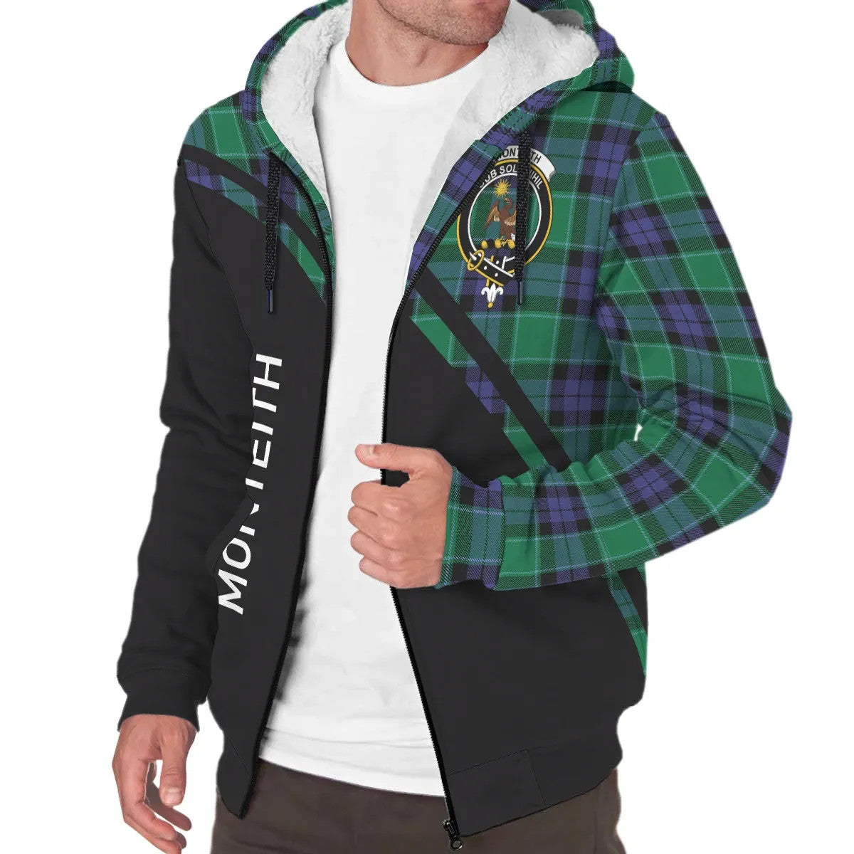 MacTavish Modern Tartan Crest Sherpa Hoodie - Circle Style