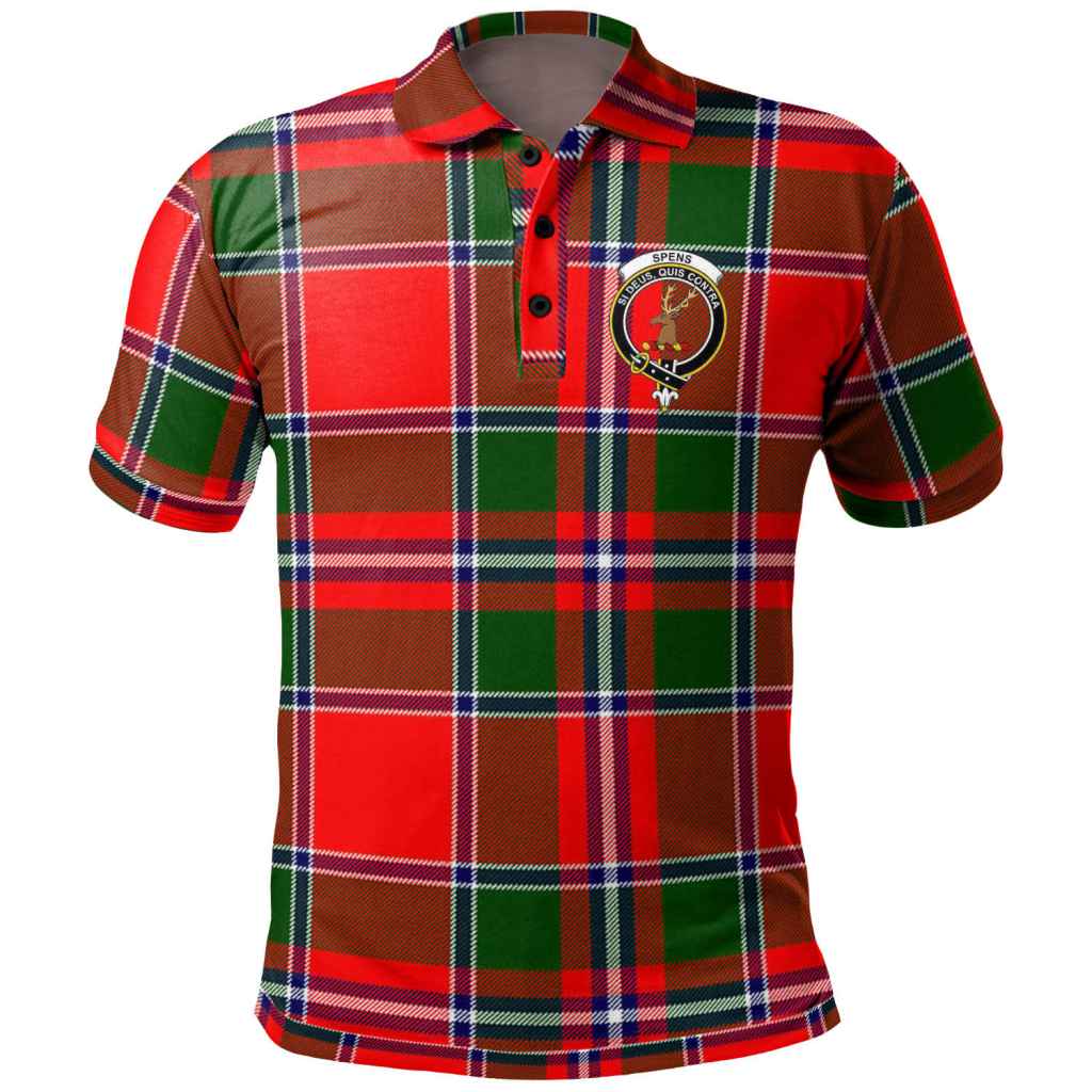 Spens (or Spence) Tartan Crest Polo Shirt - Thistle Black Style main image 1