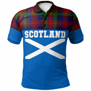 Thomson Dress Blue Tartan Polo Shirt - Lion Rampant And Celtic Thistle Style main image 0