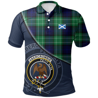 Scottish Abercrombie Clan Crest Tartan Polo Shirt - Bend Style Front Side Tartan Plaid
