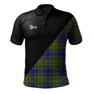 Scottish Adam Clan Crest Tartan Polo Shirt - Military Logo Front Side Tartan Plaid