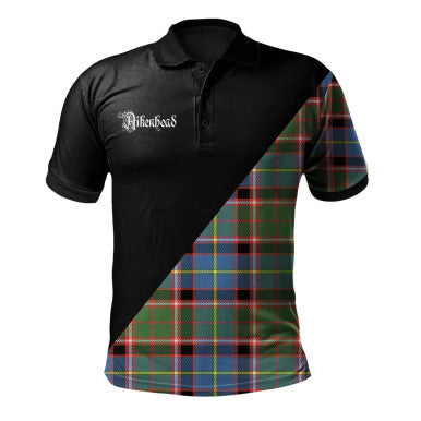 Scottish Aikenhead Clan Crest Tartan Polo Shirt - Military Logo Front Side Tartan Plaid