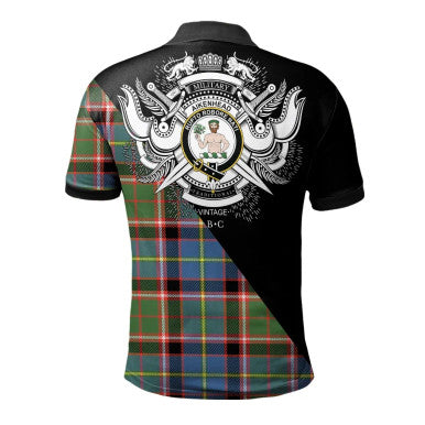 Scottish Aikenhead Clan Crest Tartan Polo Shirt - Military Logo Back Side Tartan Plaid