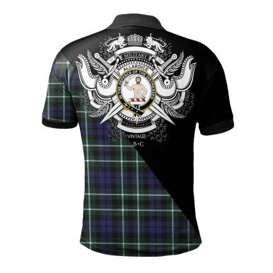 Scottish Allardice Clan Crest Tartan Polo Shirt - Military Logo Back Side Tartan Plaid
