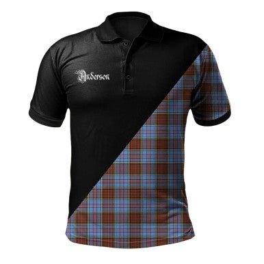 Scottish Anderson Modern Clan Crest Tartan Polo Shirt - Military Logo Front Side Tartan Plaid