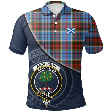 Scottish Anderson Modern Clan Crest Tartan Polo Shirt - Bend Style Front Side Tartan Plaid