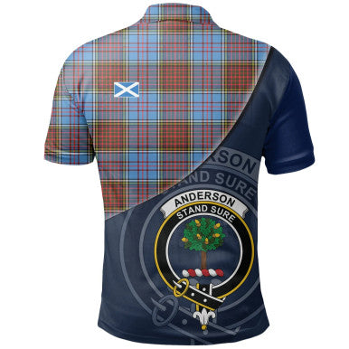 Scottish Anderson Modern Clan Crest Tartan Polo Shirt - Bend Style Back Side Tartan Plaid