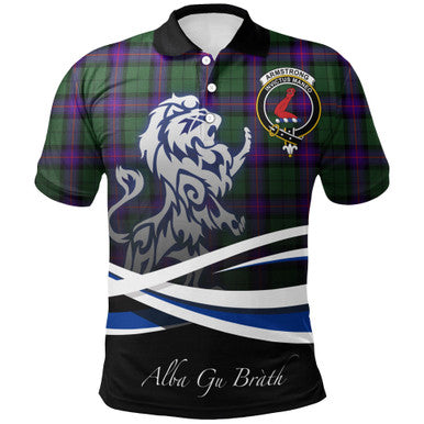 Scottish Armstrong Modern Clan Crest Tartan Polo Shirt - Scotland Lion Front Side Tartan Plaid