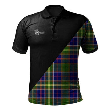 Scottish Arnott Clan Crest Tartan Polo Shirt - Military Logo Front Side Tartan Plaid