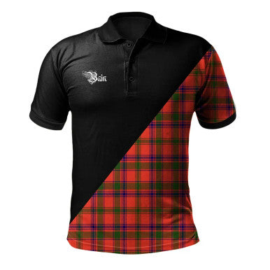 Scottish Bain Clan Crest Tartan Polo Shirt - Military Logo Front Side Tartan Plaid