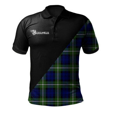 Scottish Bannerman Clan Crest Tartan Polo Shirt - Military Logo Front Side Tartan Plaid