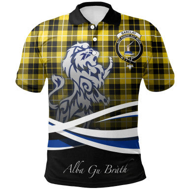 Scottish Barclay Dress Modern Clan Crest Tartan Polo Shirt - Scotland Lion Front Side Tartan Plaid