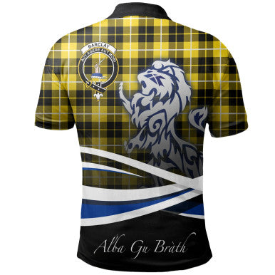 Scottish Barclay Dress Modern Clan Crest Tartan Polo Shirt - Scotland Lion Back Side Tartan Plaid