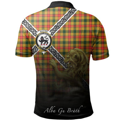 Scottish Baxter Clan Crest Tartan Polo Shirt - Celtic with Scotland Lion Back Side Tartan Plaid