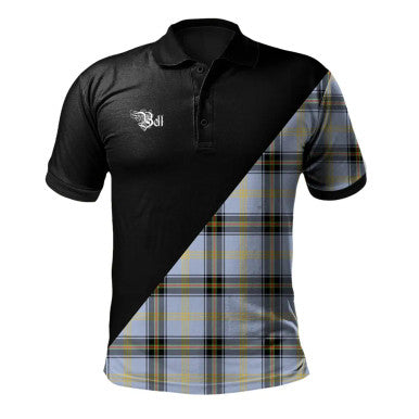 Scottish Bell of the Borders Clan Crest Tartan Polo Shirt - Military Logo Front Side Tartan Plaid