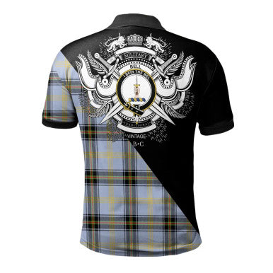 Scottish Bell of the Borders Clan Crest Tartan Polo Shirt - Military Logo Back Side Tartan Plaid