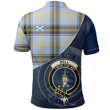 Scottish Bell of the Borders Clan Crest Tartan Polo Shirt - Bend Style Back Side Tartan Plaid