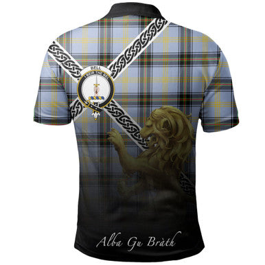 Scottish Bell of the Borders Clan Crest Tartan Polo Shirt - Celtic with Scotland Lion Back Side Tartan Plaid