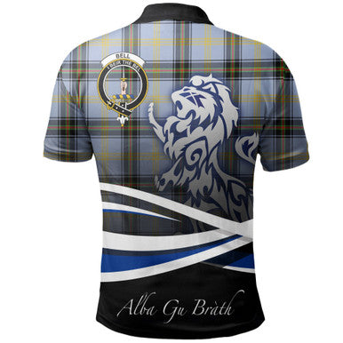 Scottish Bell of the Borders Clan Crest Tartan Polo Shirt - Scotland Lion Back Side Tartan Plaid