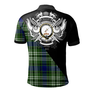 Scottish Blackadder Clan Crest Tartan Polo Shirt - Military Logo Back Side Tartan Plaid