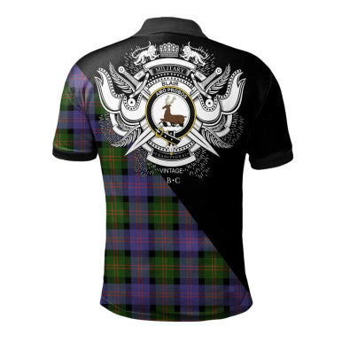 Scottish Blair Modern Clan Crest Tartan Polo Shirt - Military Logo Back Side Tartan Plaid