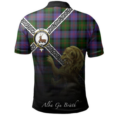 Scottish Blair Modern Clan Crest Tartan Polo Shirt - Celtic with Scotland Lion Back Side Tartan Plaid