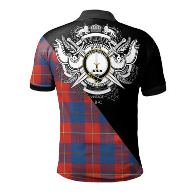 Scottish Blane Clan Crest Tartan Polo Shirt - Military Logo Back Side Tartan Plaid