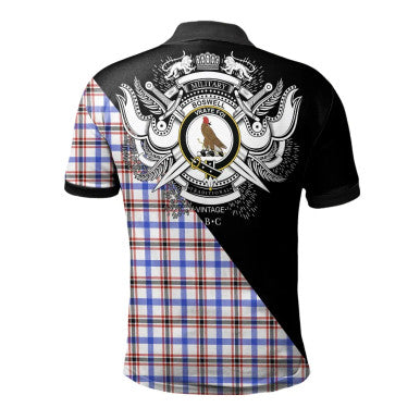 Scottish Boswell Modern Clan Crest Tartan Polo Shirt - Military Logo Back Side Tartan Plaid
