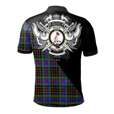 Scottish Brodie Hunting Modern Clan Crest Tartan Polo Shirt - Military Logo Back Side Tartan Plaid