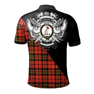 Scottish Brodie Modern Clan Crest Tartan Polo Shirt - Military Logo Back Side Tartan Plaid
