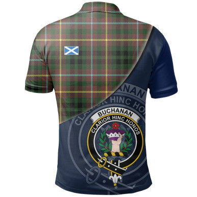 Scottish Buchanan Hunting Clan Crest Tartan Polo Shirt - Bend Style Back Side Tartan Plaid