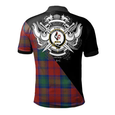 Scottish Byres Clan Crest Tartan Polo Shirt - Military Logo Back Side Tartan Plaid