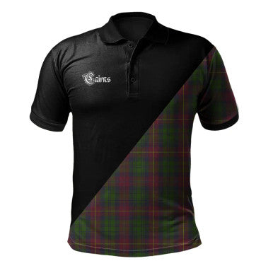 Scottish Cairns Clan Crest Tartan Polo Shirt - Military Logo Front Side Tartan Plaid