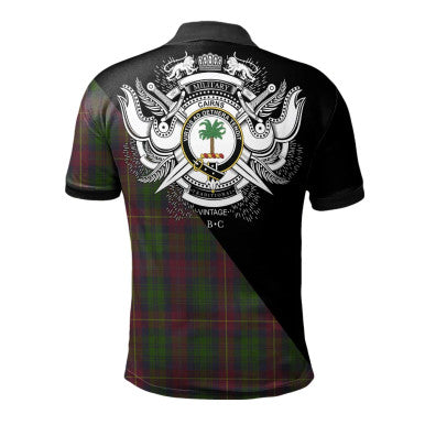 Scottish Cairns Clan Crest Tartan Polo Shirt - Military Logo Back Side Tartan Plaid