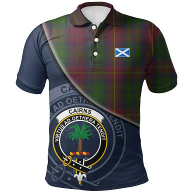 Scottish Cairns Clan Crest Tartan Polo Shirt - Bend Style Front Side Tartan Plaid