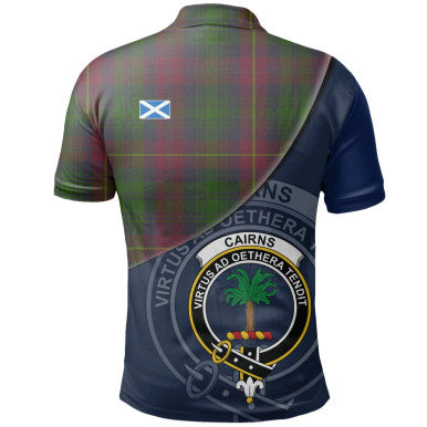 Scottish Cairns Clan Crest Tartan Polo Shirt - Bend Style Back Side Tartan Plaid