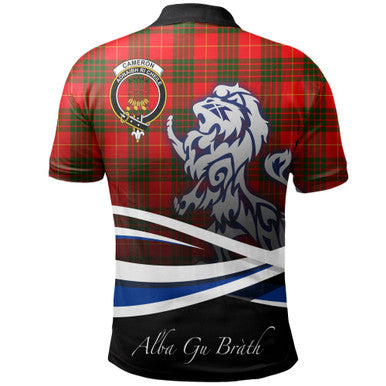 Scottish Cameron Modern Clan Crest Tartan Polo Shirt - Scotland Lion Back Side Tartan Plaid